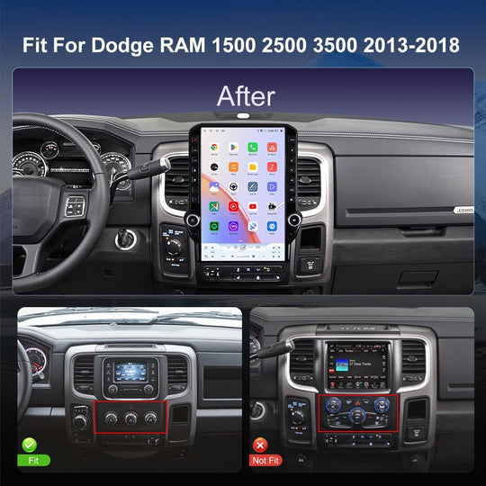 14.5 inches Tesla Screen Android 15.0 Car Multimedia Player For Dodge Ram 1500 2500 3500 2012-2018 GPS radio stereo head unit