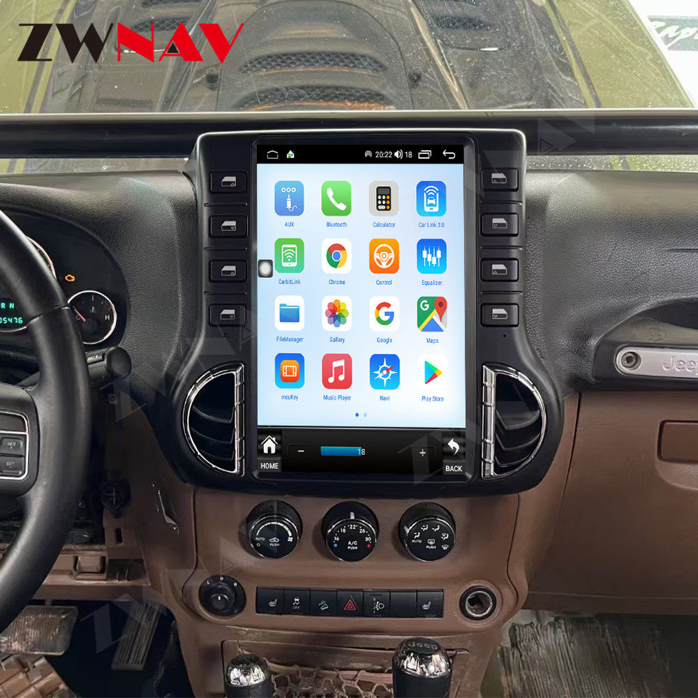 Jeep Wrangler 2011-2014 Wireless Carplay & Android Auto Tesla-style Screen 12.1 Inch