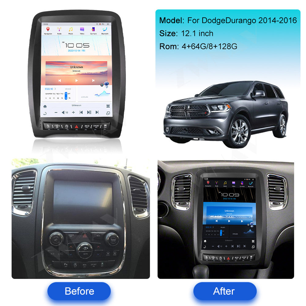 Dodge Durango 2014-2016 Wireless Carplay & Android Auto Tesla-style Screen 12.1 Inch