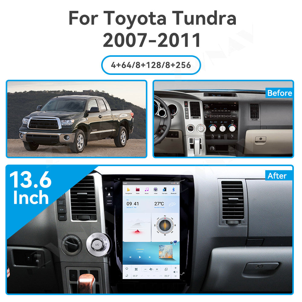 Toyota Tundra 2007-2019 Wireless Carplay & Android Auto Tesla-style Screen 13.6 Inch