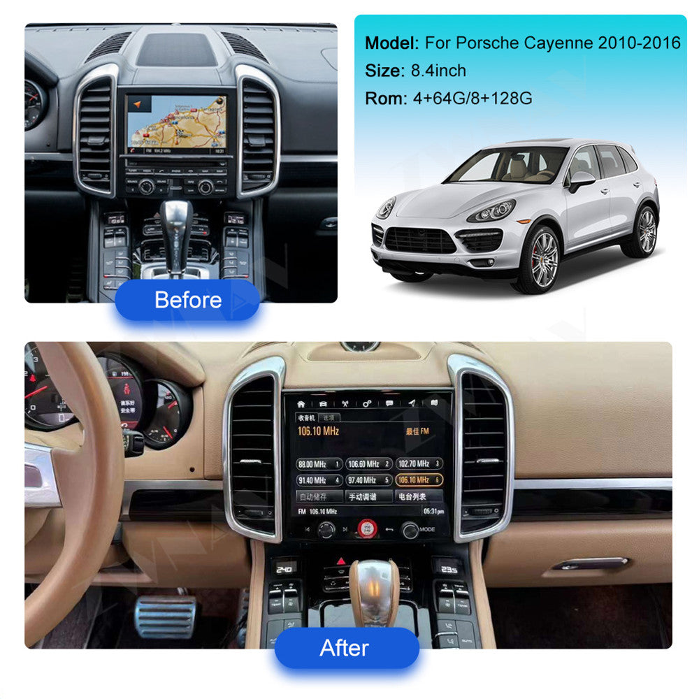 Porsche Cayenne  2010-2016 Wireless Carplay & Android Auto  Tesla-style Screen 9 Inch