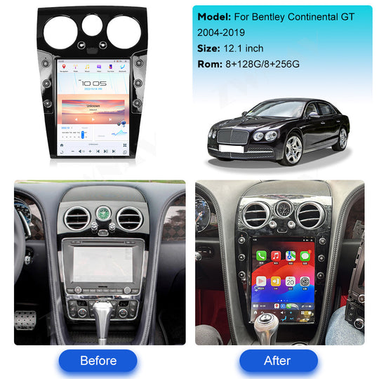 Bentley Continental GT 2004-2020 Wireless Carplay & Android Auto Tesla-style Screen 12.1 Inch