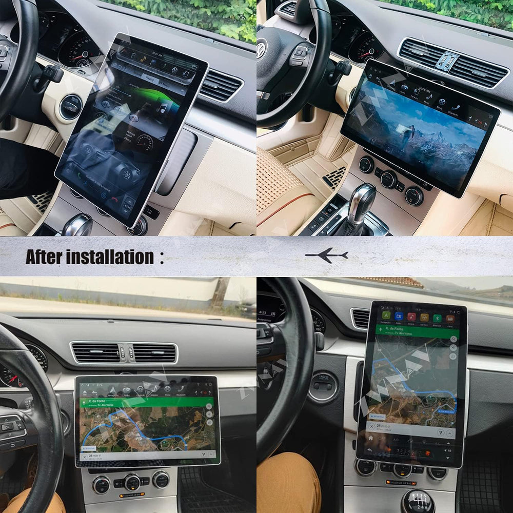 ZWNAV 12.8 inch Tesla Style Rotate Touch Screen 2 din Android Radio Car Stereo Replace GPS Navigation Smart Multimedia Player Universal Head Unit Upgrade PX6 Video HD Display 1920x1080 Resolution