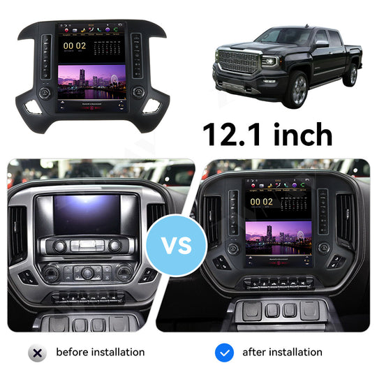 GMC / Chevroler  Silverado 2015-2019 Wireless Carplay & Android Auto Tesla-style Screen 12.1 Inch  Black