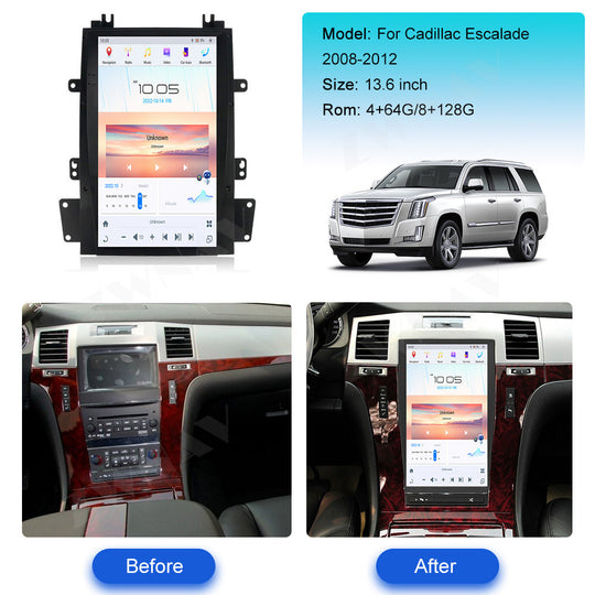 Cadillac Escalade 2007-2014  Wireless Carplay & Android Auto Tesla-style Screen 13.6 Inch