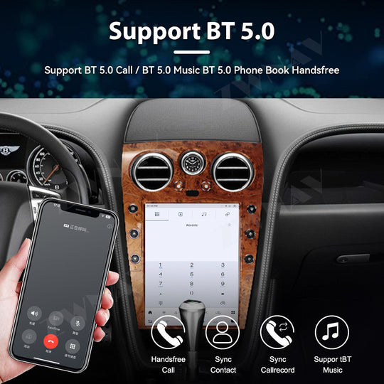 Bentley Continental 2005-2019 Wireless Carplay & Android Auto Tesla-style Screen 12.1 Inch