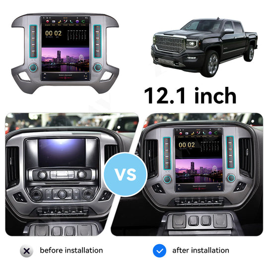 GMC / Chevroler  Silverado 2015-2019 Wireless Carplay & Android Auto Tesla-style Screen 12.1 Inch  Silver