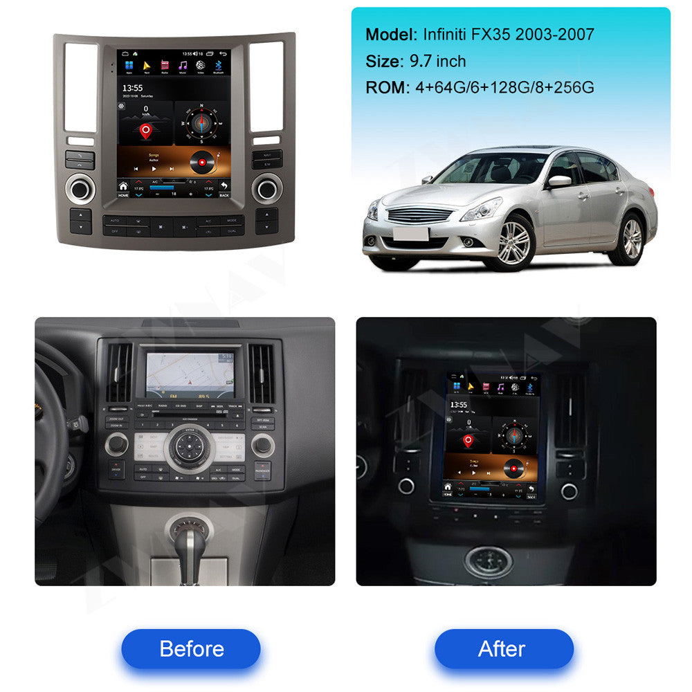 Infiniti FX35 FX45 2003-2014 Wireless Carplay & Android Auto Tesla-style Screen