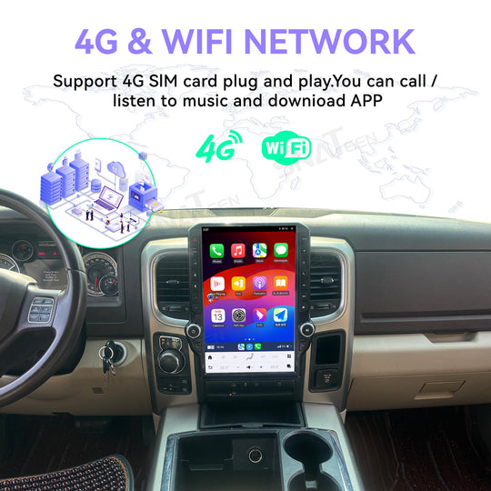 14.5 inches Tesla Screen Android 15.0 Car Multimedia Player For Dodge Ram 1500 2500 3500 2012-2018 GPS radio stereo head unit