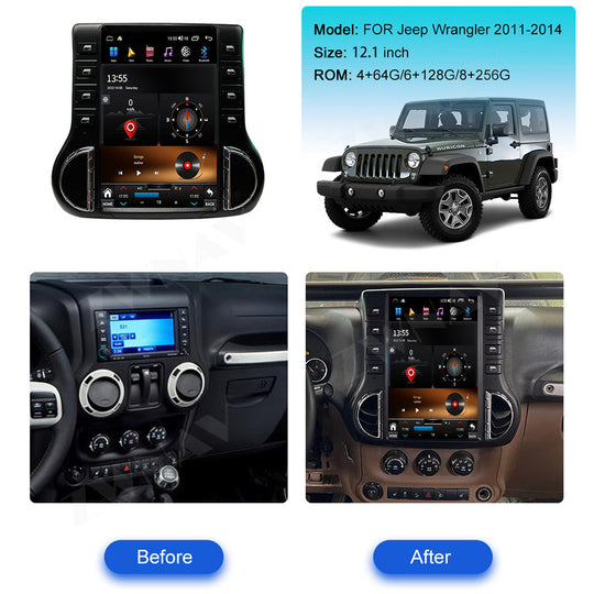 Jeep Wrangler 2011-2014 Wireless Carplay & Android Auto Tesla-style Screen 12.1 Inch