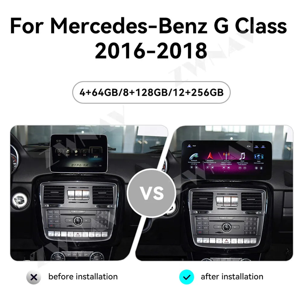 ZWNAV 12.3 Inch Car DVD For Mercedes-Benz G Class 2016-2018 Qualcomm Multimedia Player Entertainment System Android Radio Car
