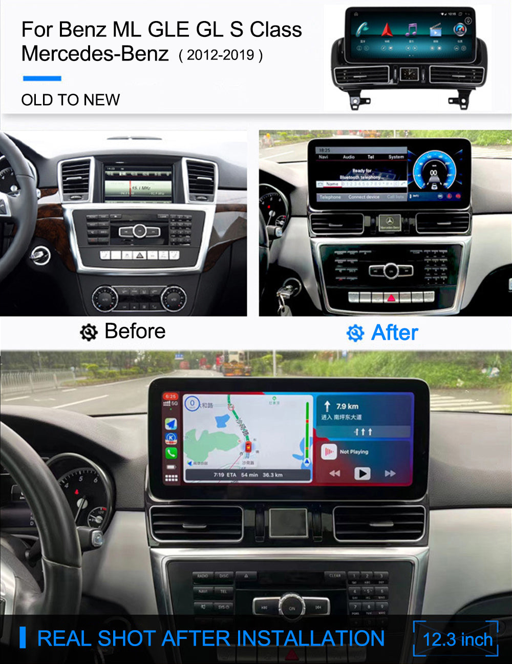 Mercedes-benz ML GL GLE GLS 2012-2019 Wireless Apple Carplay & Android Auto Module