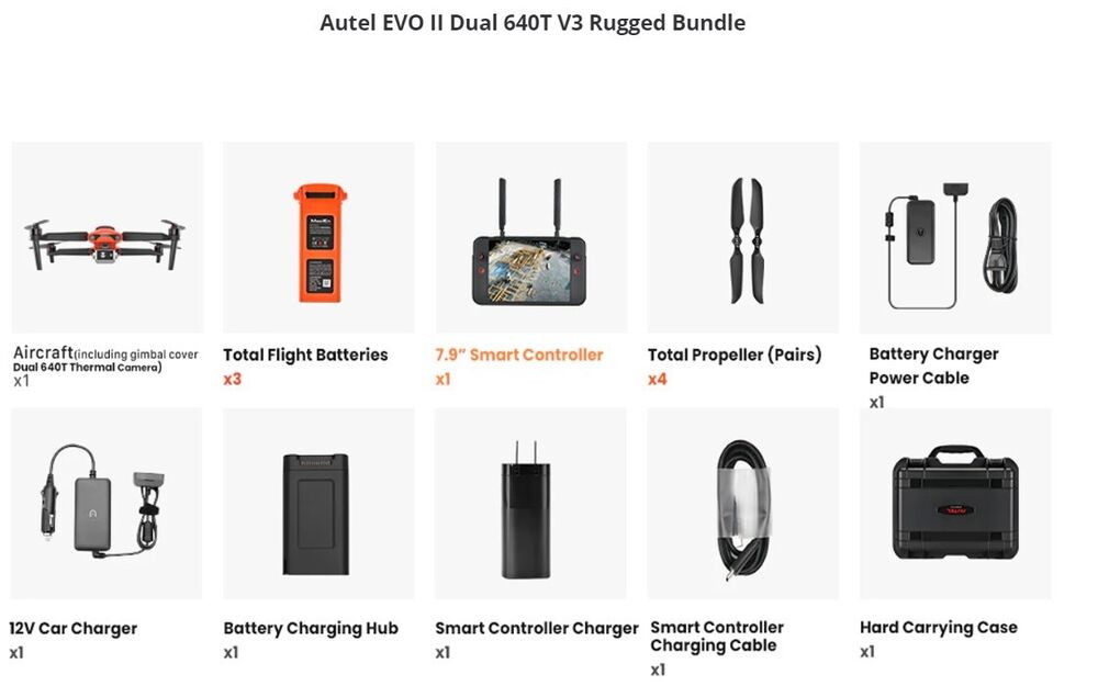 2024 Autel Robotics EVO 2 DUAL 640T V3 Smart Controller Bundle Thermal 8K GREY