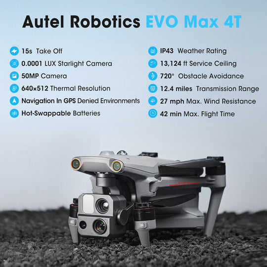 2024 Autel Robotics EVO Max 4T 8K Drone with Smart Controller V3 20KM FCC