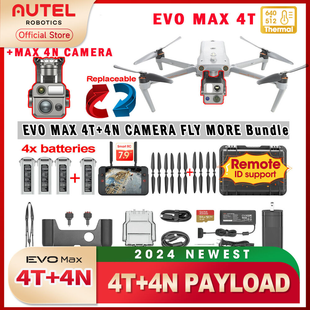2024 Autel Robotics EVO Max 4T /4N 8K Drone Laser Range Finder FLY MORE