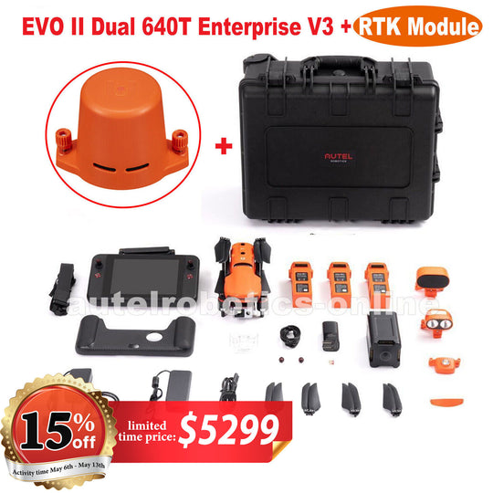 2024Autel Evo 2 Dual 640t V3 Enterprise+Smart Controller V3+ RTK Module 8k 42min